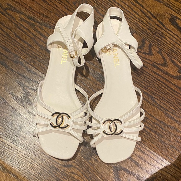 CHANEL Ivory Strappy Sandals - Picture 1 of 5